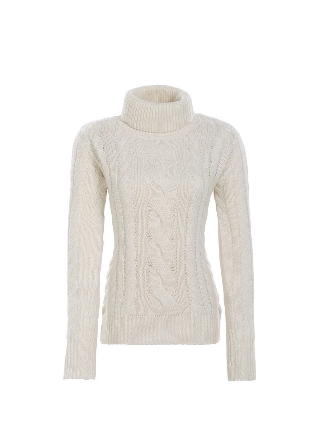 Alps & Meters Women’s L Merino Cashmere Ivory Sweater Fisherman Cable Knit